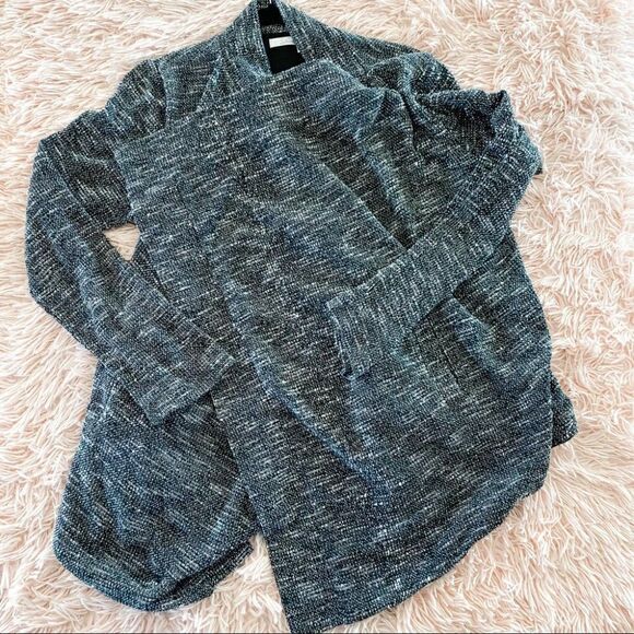 Lovers & Friends Marled Drape Cardigan in Black White Small - Picture 2 of 6